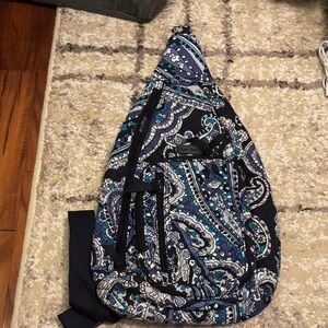 Vera Bradley Navy and Teal Paisley Sling Bag